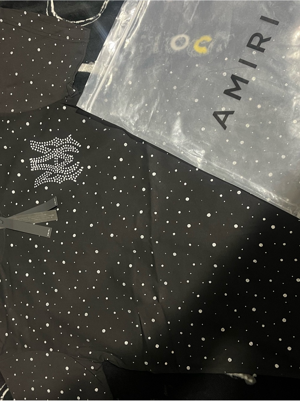 AMIRI Black Rhinestone Polka Dot Jumpsuit for Kids